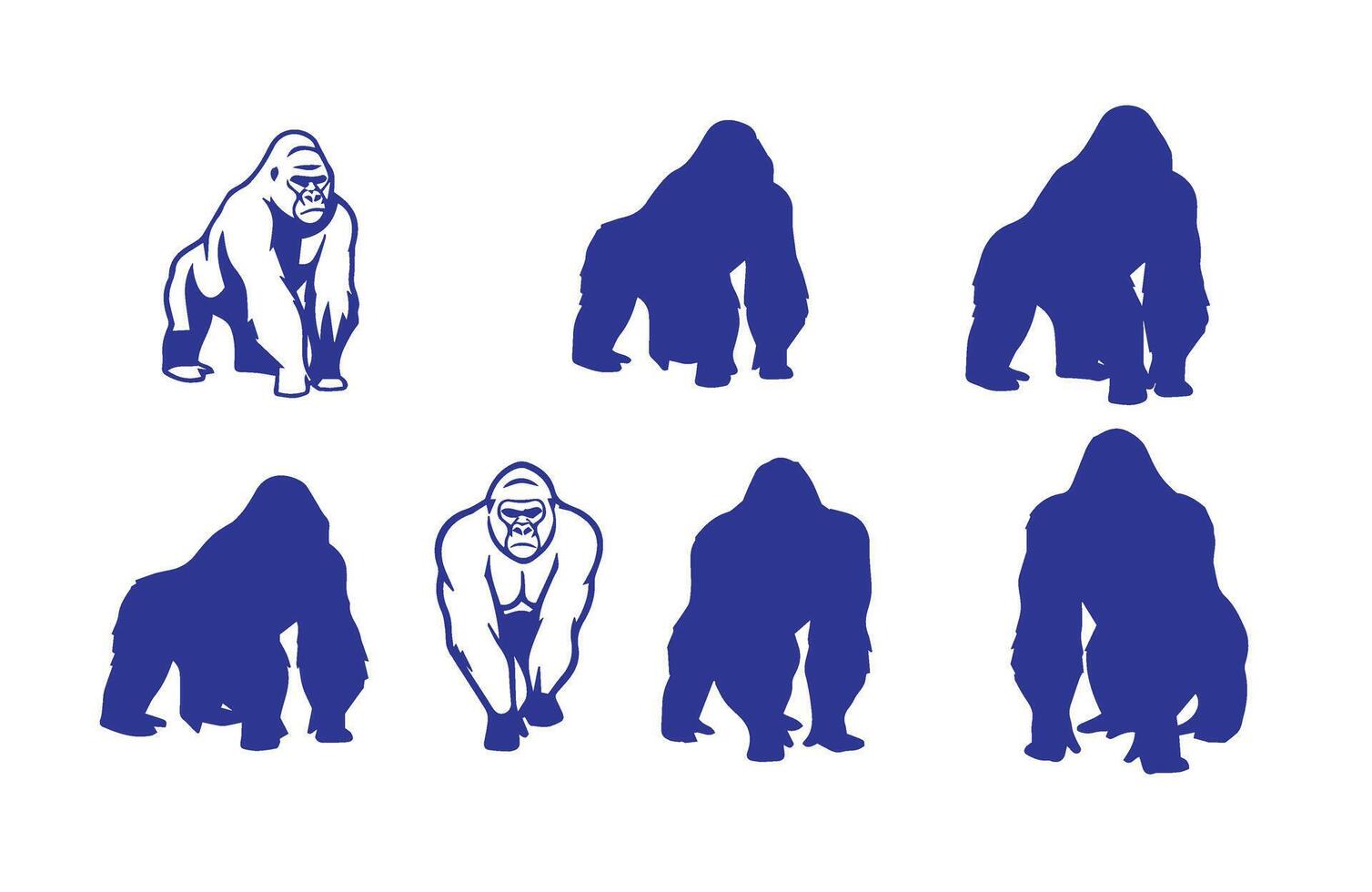 Gorilla Illustration Shadows Animal Collection Concept vector