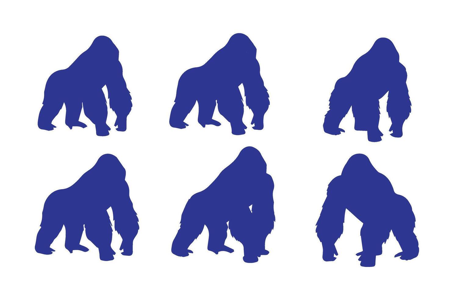 Illustration Animal Gorilla Collection Art Set vector