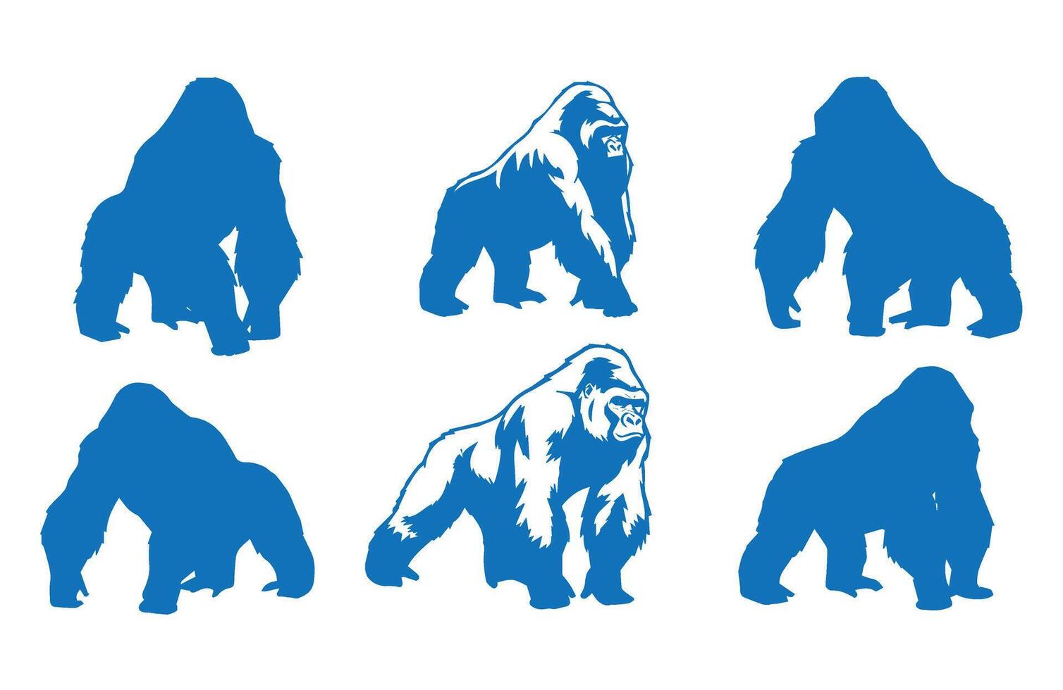 Gorilla Collection Illustration Animal Art Shadows vector