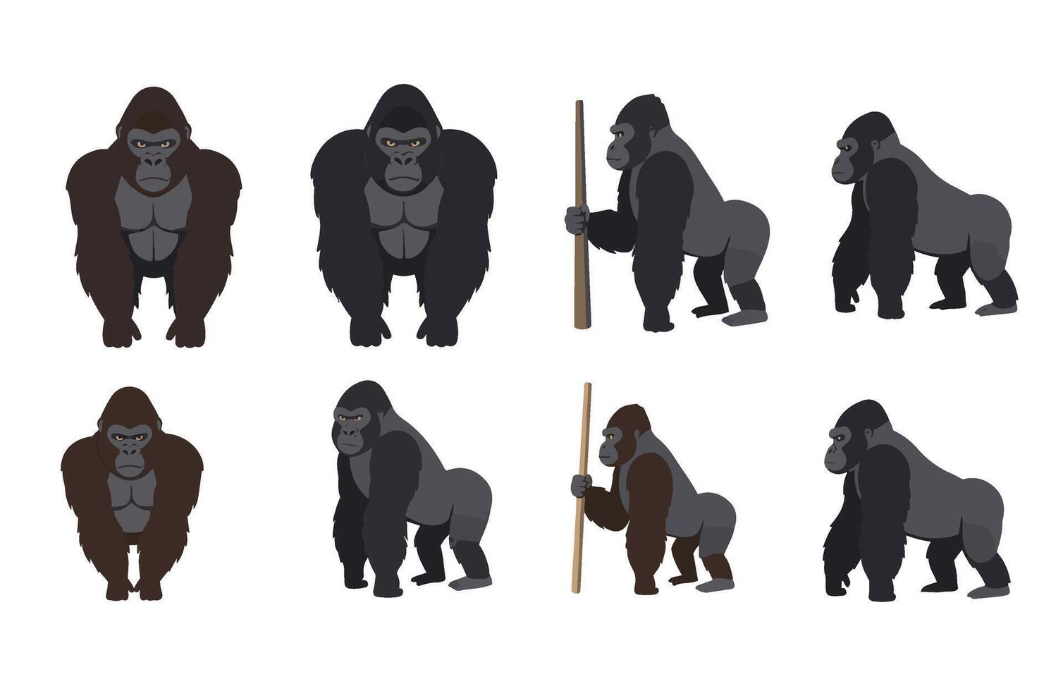 Gorilla Animal Silhouette Shadows Artistic Style vector