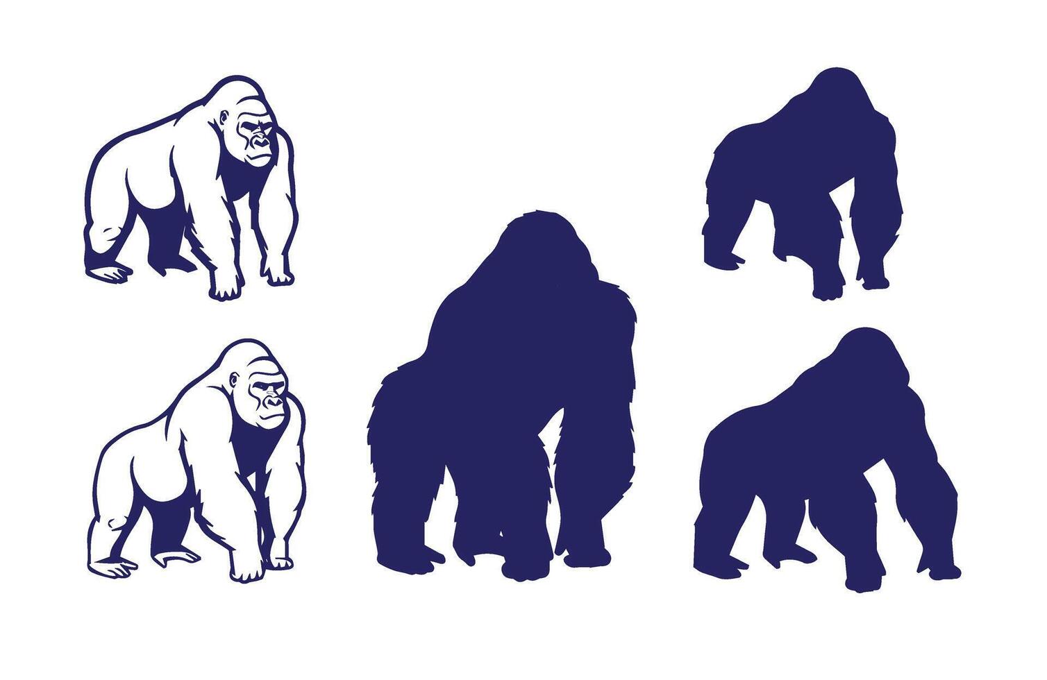 Illustration Gorilla Shadows Animal Artwork Style vector