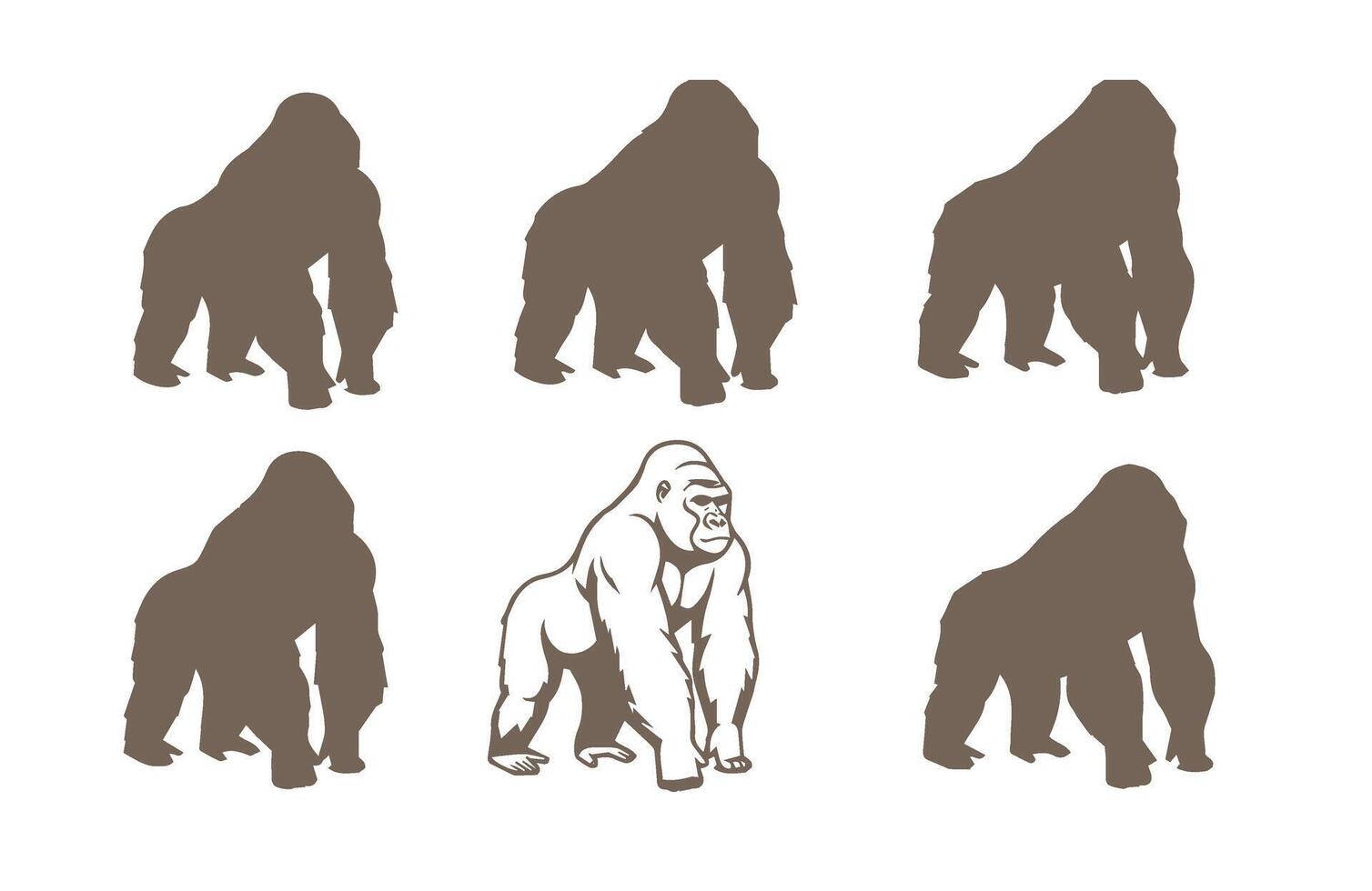 Illustration Gorilla Shadows Wildlife Animal Collection vector