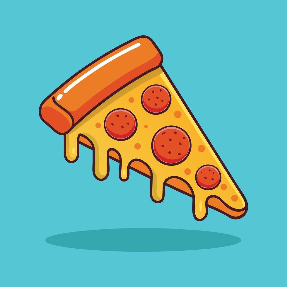 Floating Melted Pizza Slice Cartoon Food Object Icon Illustration vector
