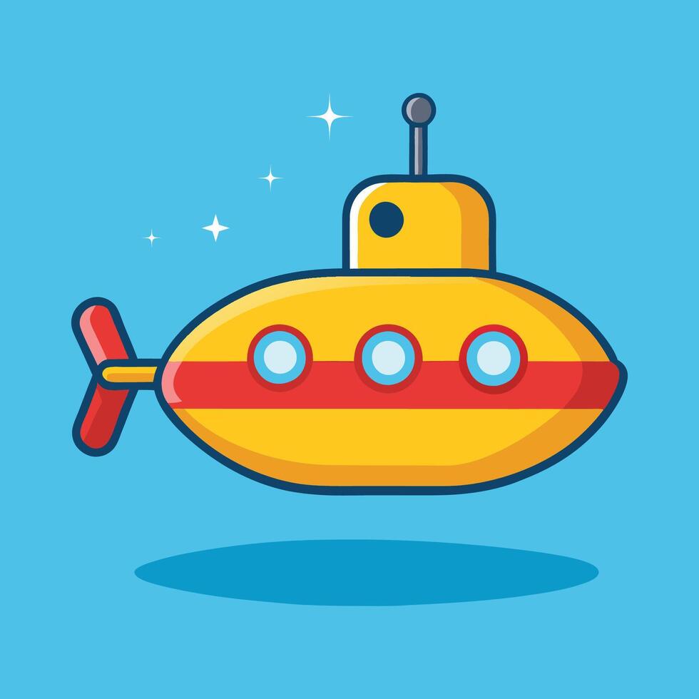 Cartoon Submarine Underwater Transportation Technology Icon Illustration vector