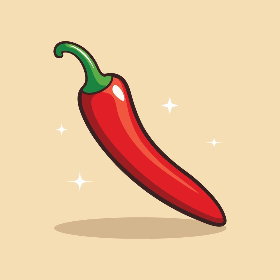 Chili Floating Cartoon Icon Design Illustration Food Vegetable Icon Concept Flat Style vector