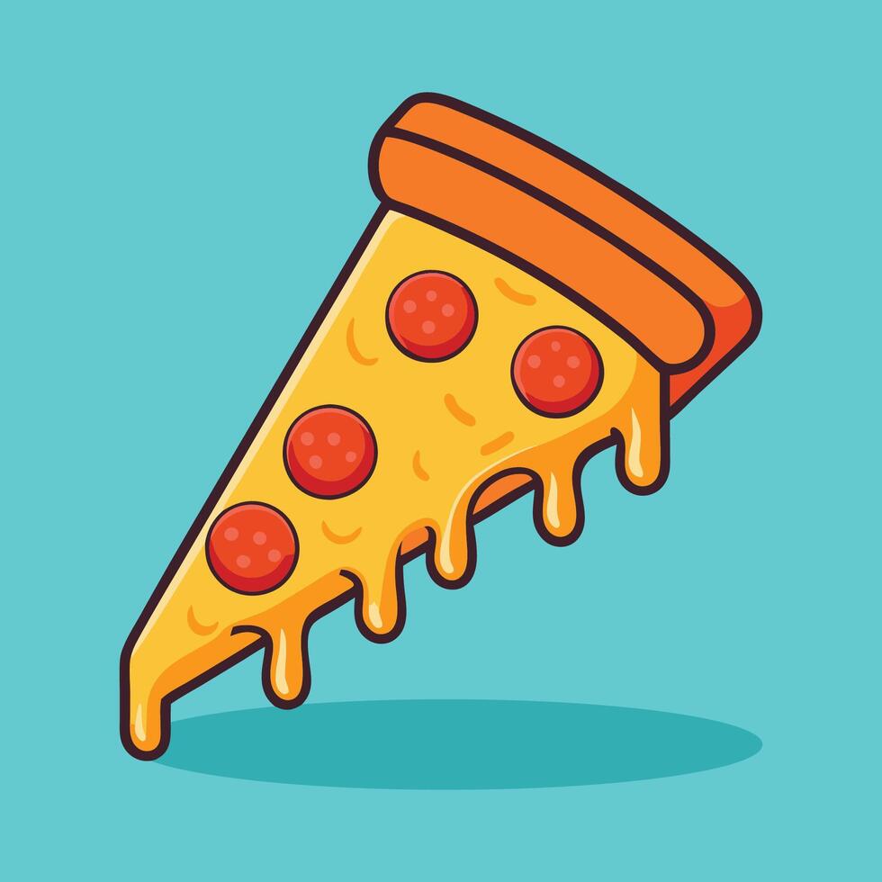 Slice Pizza Melted Floating Cartoon Icon Illustration Food Object Icon Concept vector