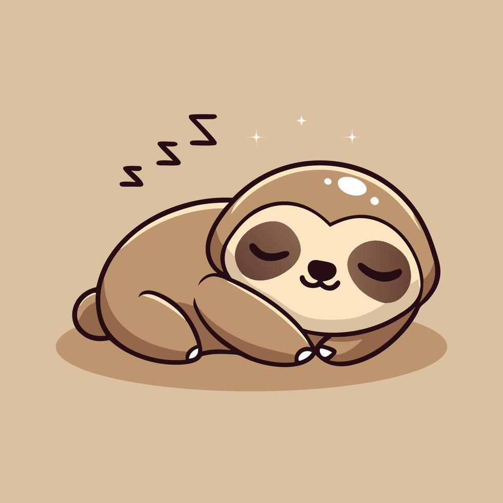 Cute Sloth Sleeping Cartoon Icon Illustration Animal Nature Icon Concept vector