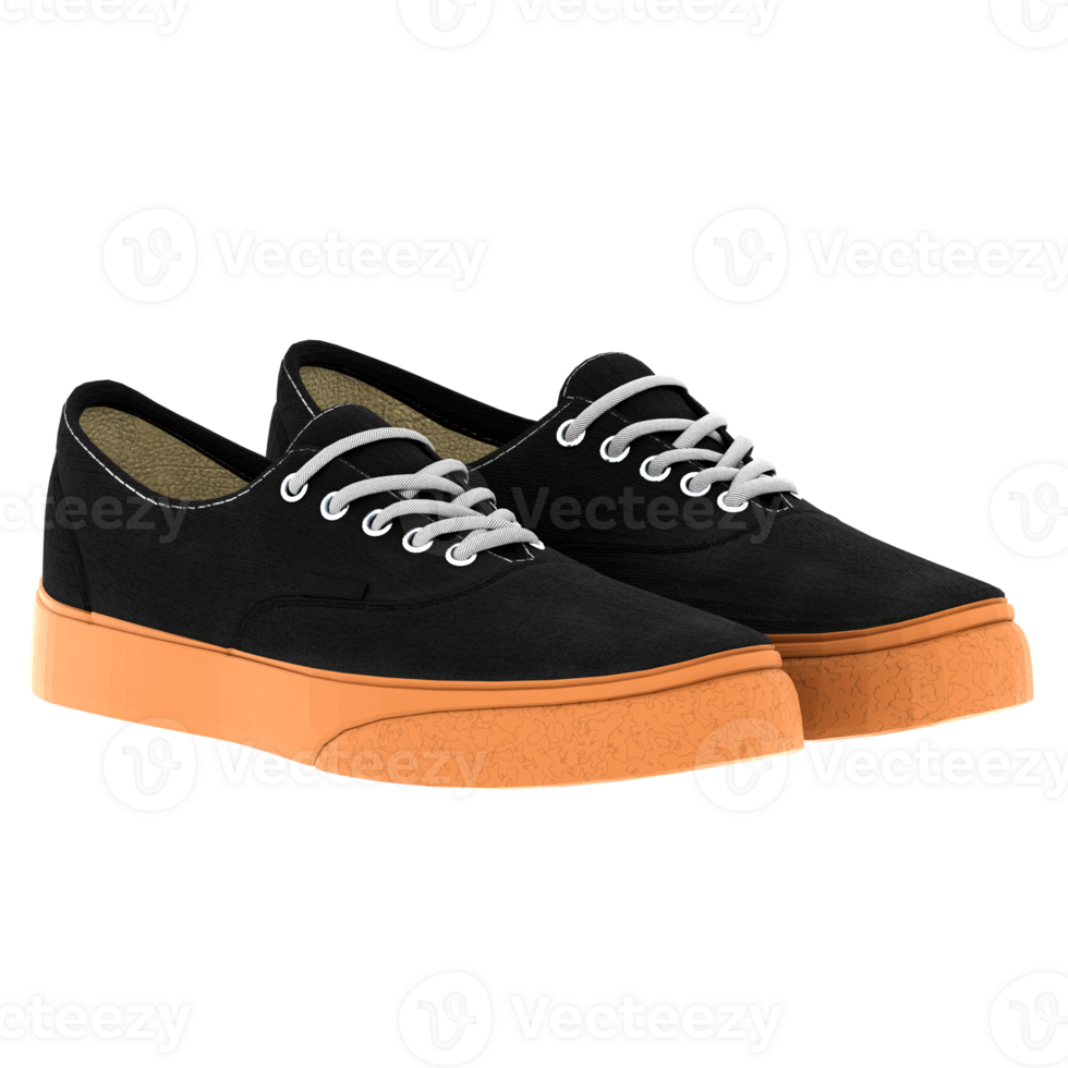 3d render black canvas sneaker with transparent wallpaper png