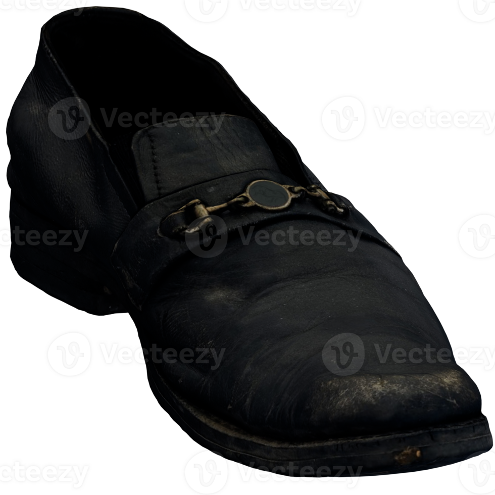 3d render worn out leather loafer with transparent background png
