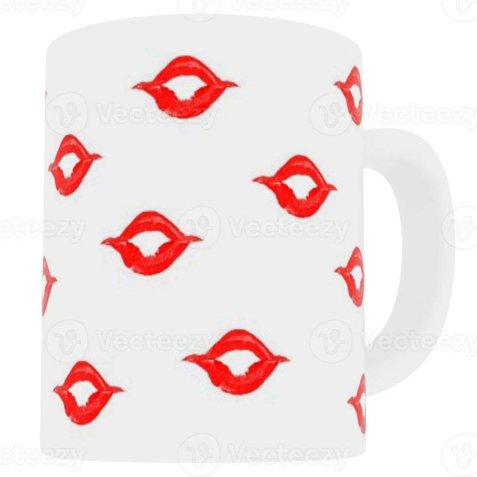 3d render kiss pattern mug with transparent background png
