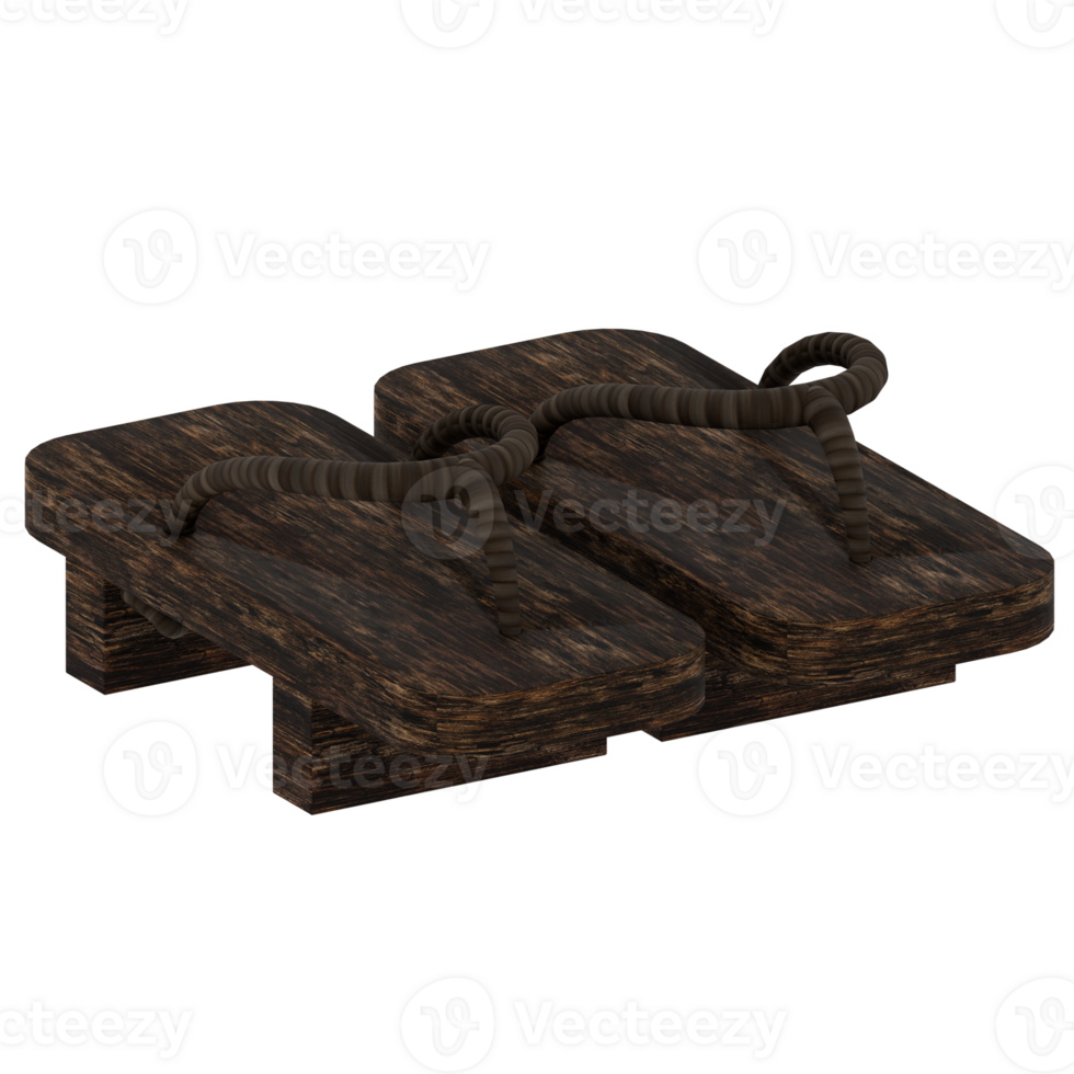 Render wooden sandals with transparent background png