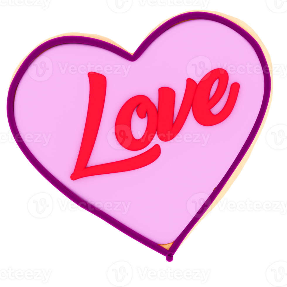 Love heart cookie with transparent background png