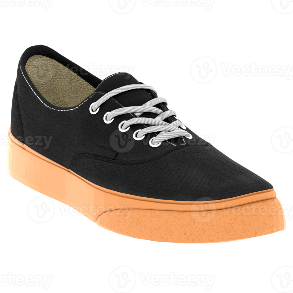 Render black canvas sneaker with transparent background png