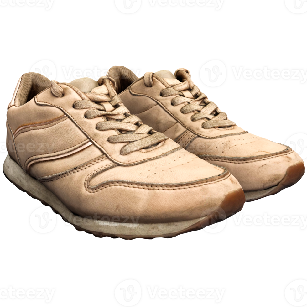 Beige running shoes with transparent background png
