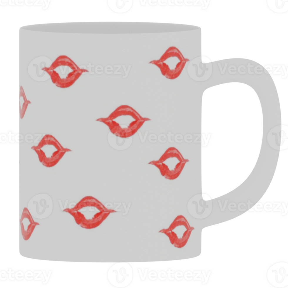 Kiss pattern mug with transparent background png