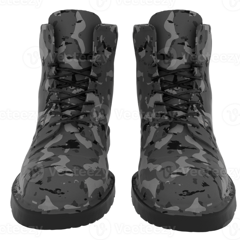 Render camouflage boots with transparent background png