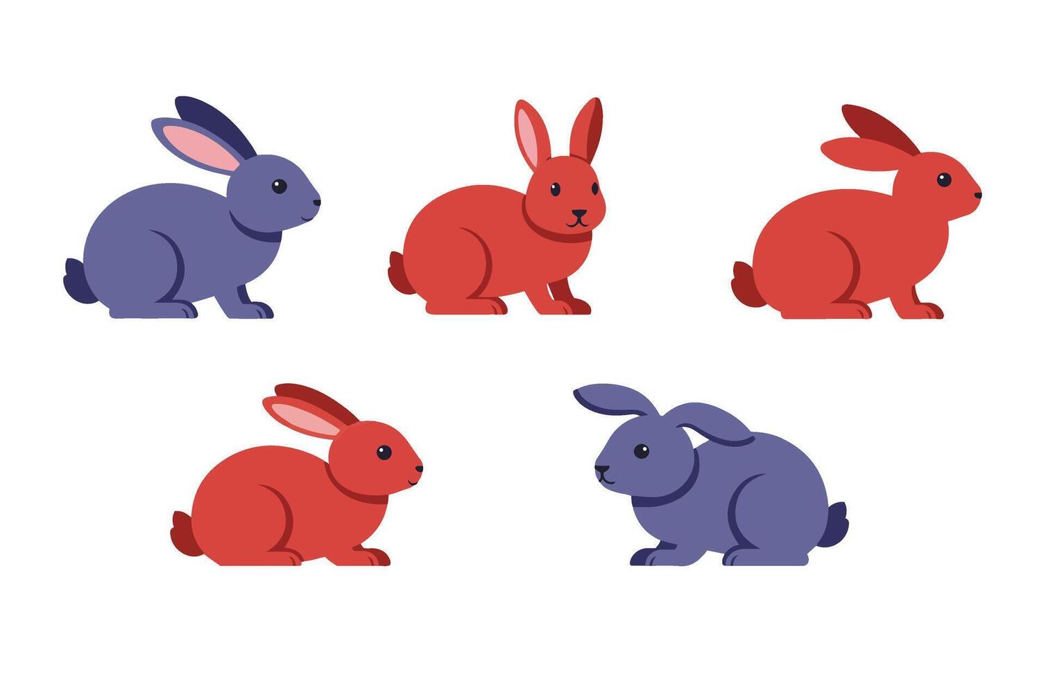 Detailed Cute Bunny Rabbit Collection in Playful Mood vector