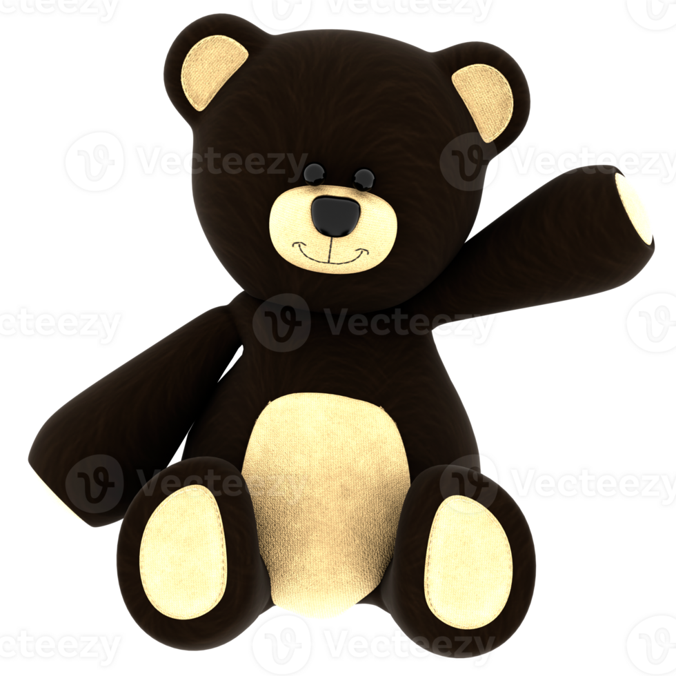 3d render teddy bear waving with transparent background png