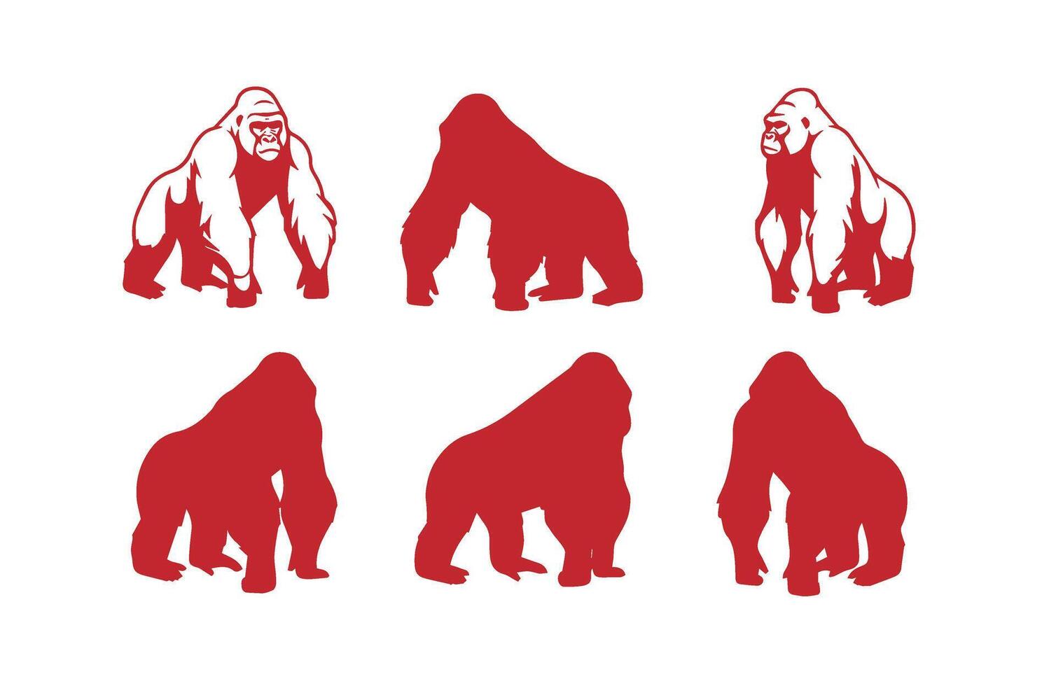 Illustration Gorilla Animal Collection Creative Shadows vector
