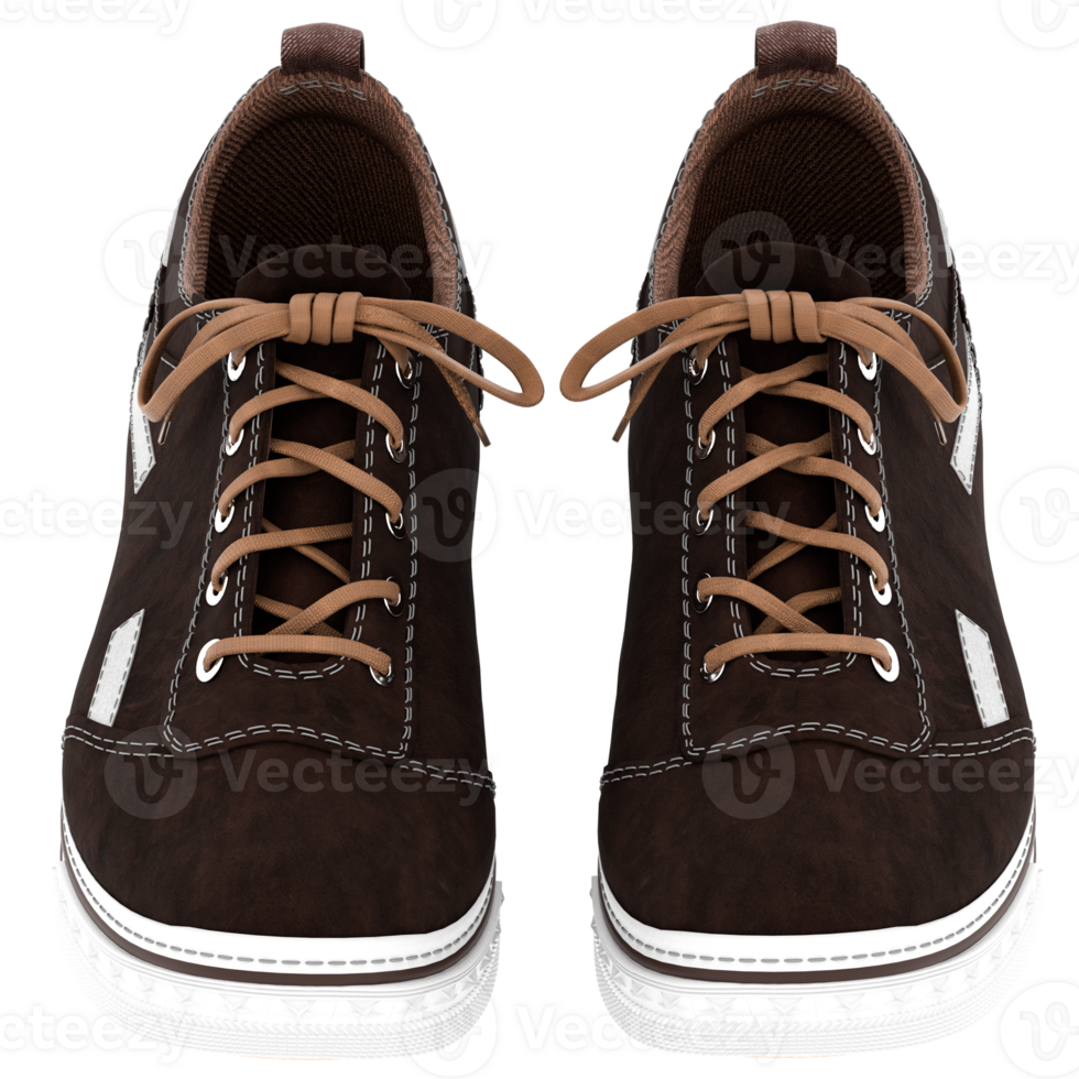 3d render brown sneakers with transparent background png