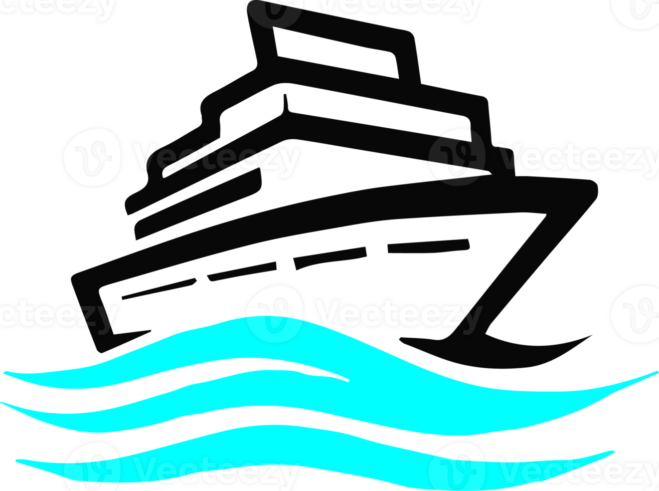 A boat floating in the ocean with waves png