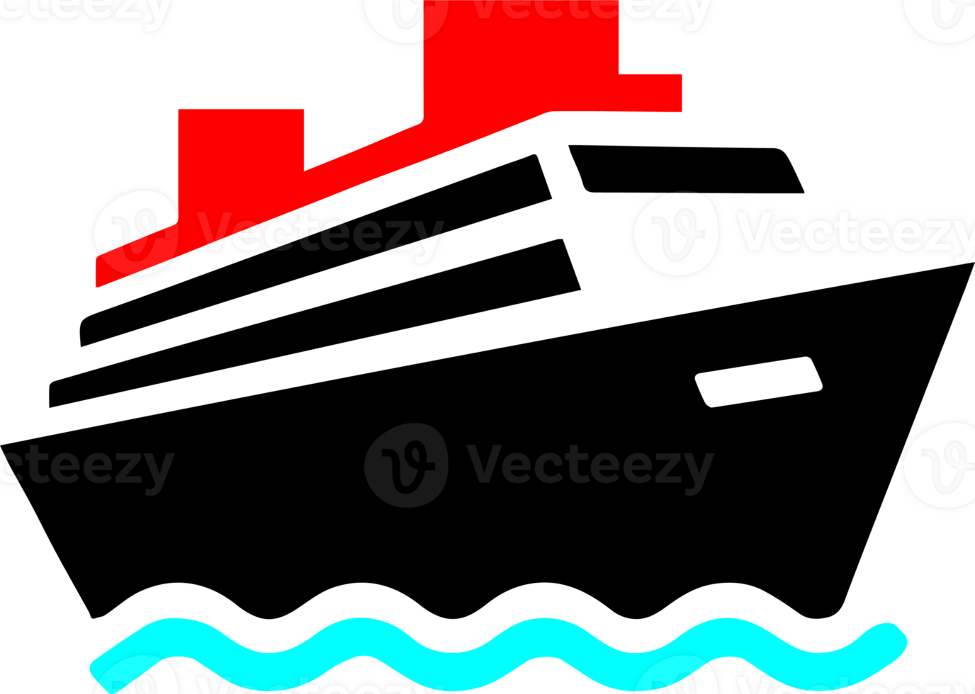 A red and blue house with a wave in the middle png
