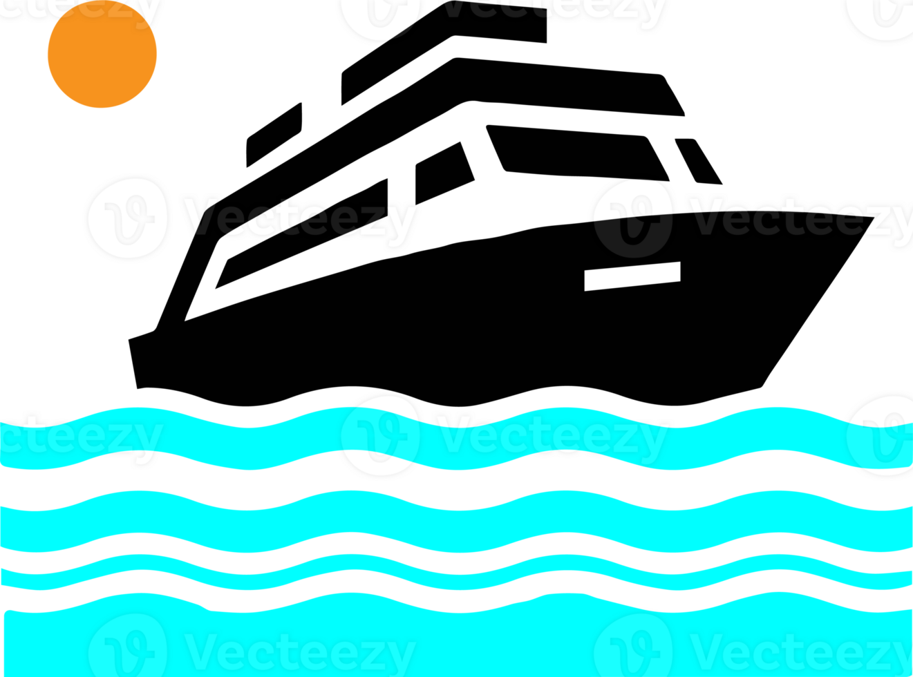 A boat in the ocean at night png