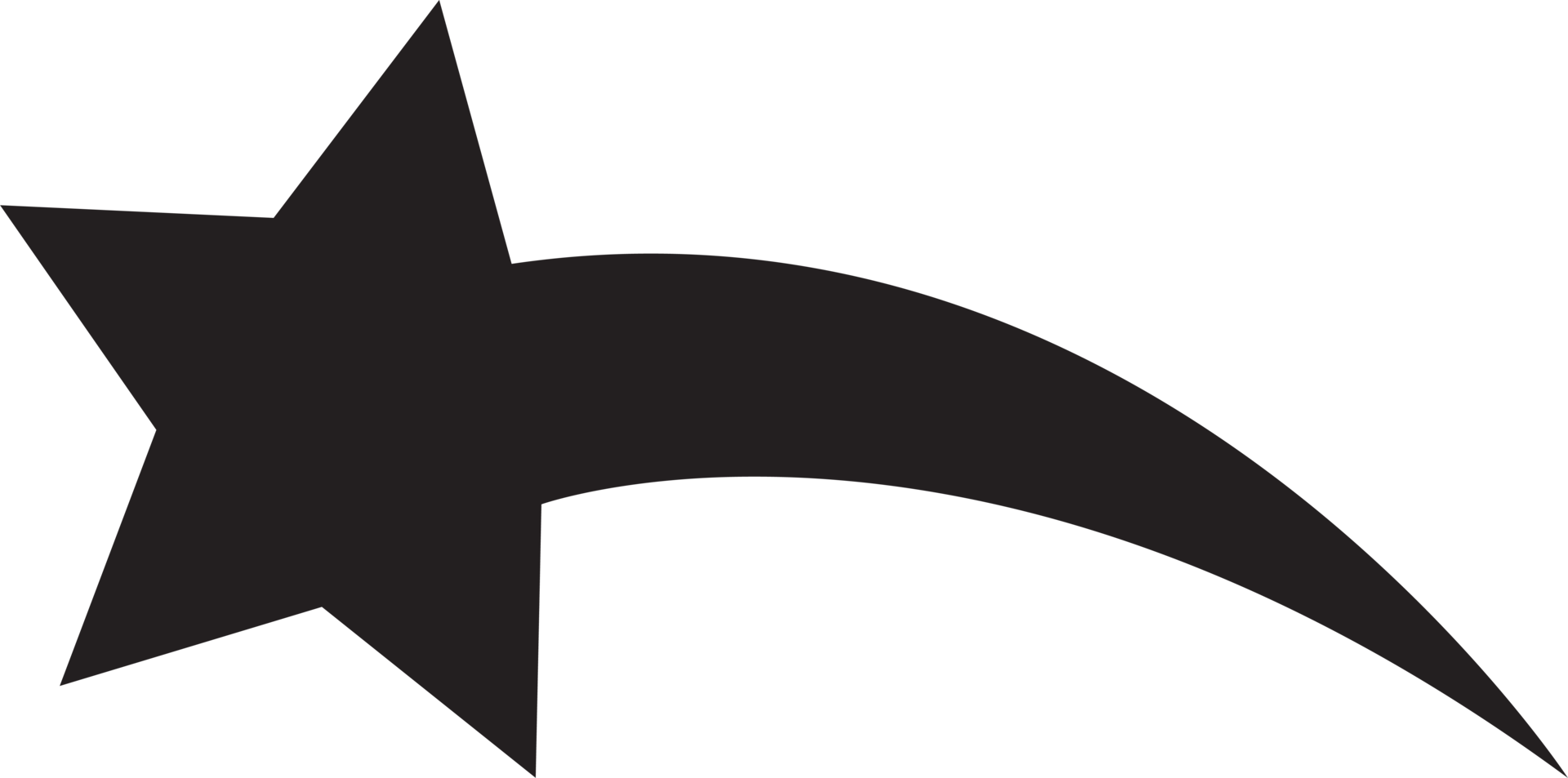 A black star with a curved edge png