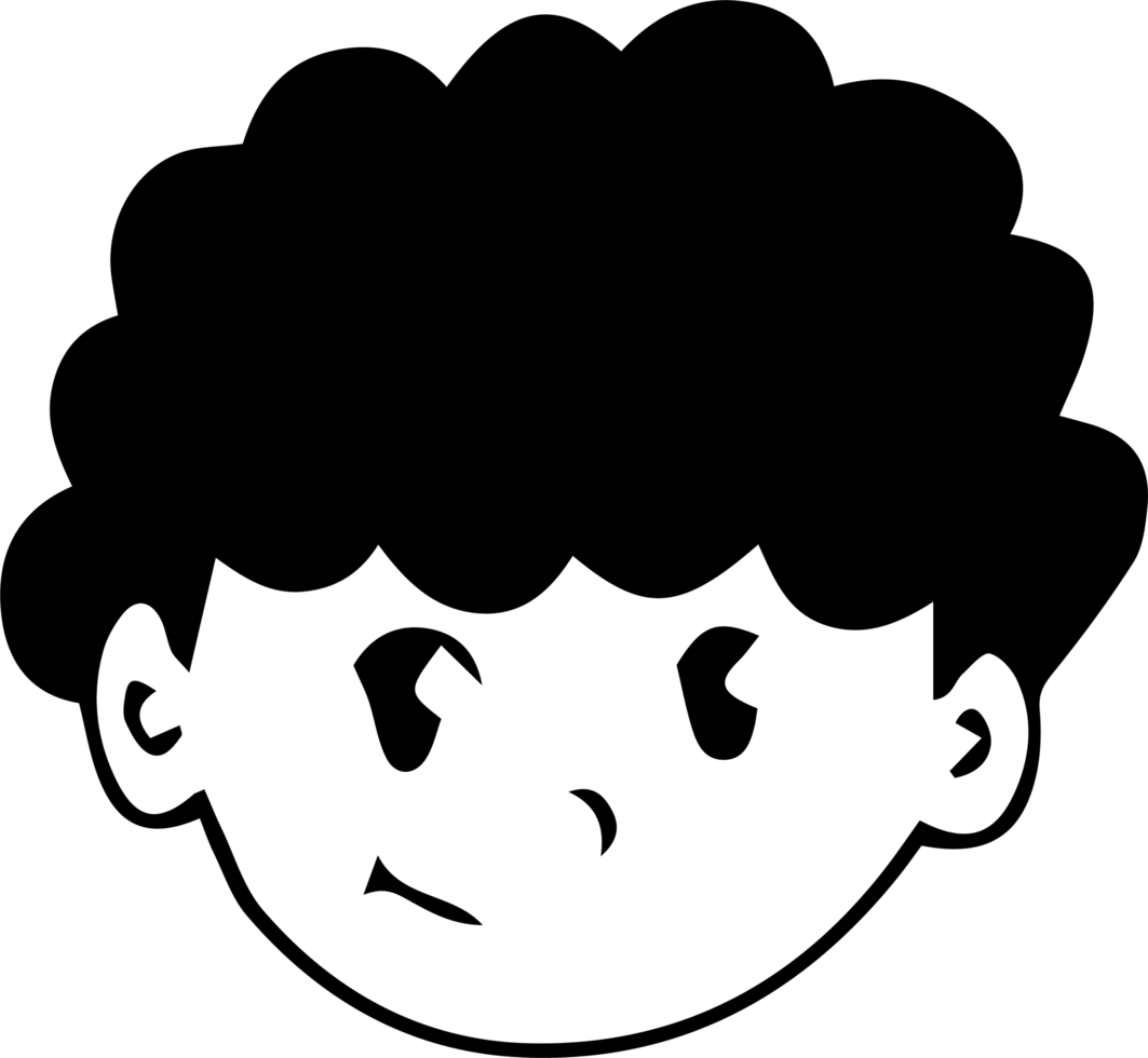 A black and white boy's face with a sad expression png