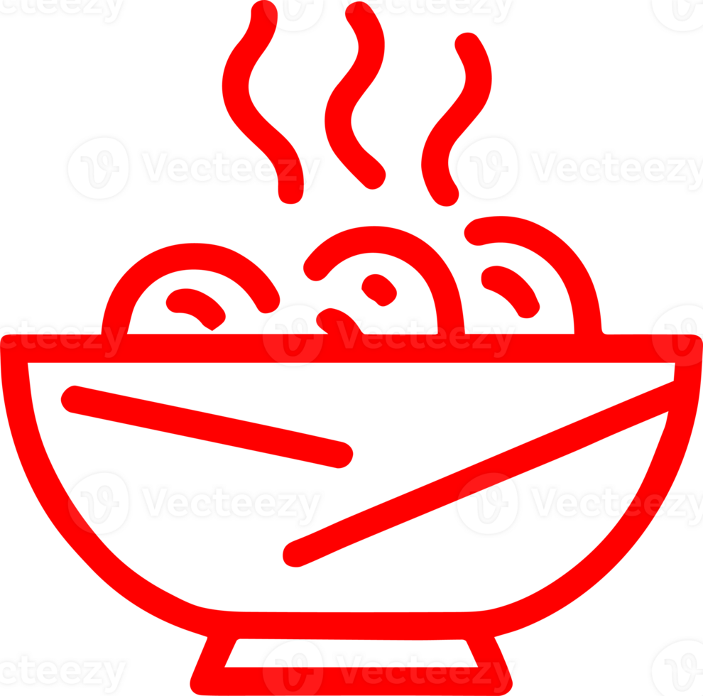 A red light icon of a bowl of noodles png