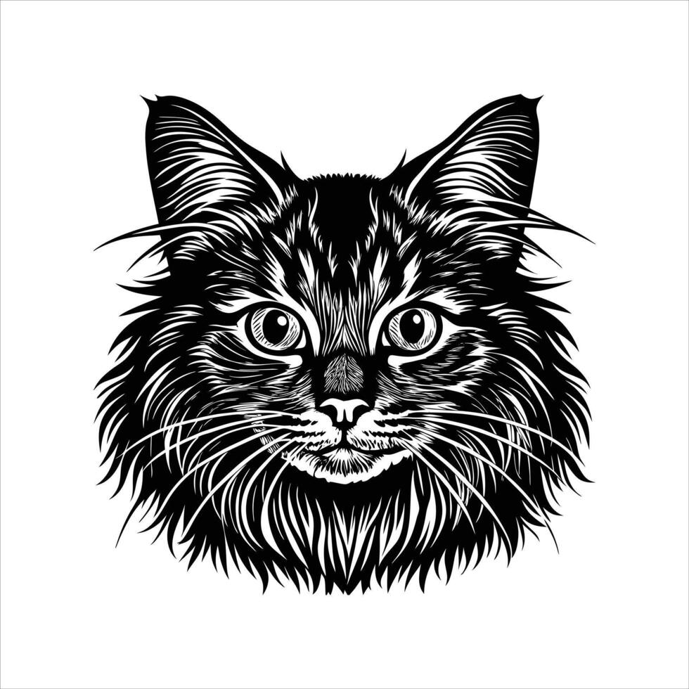 siberian cat head silhouette vector