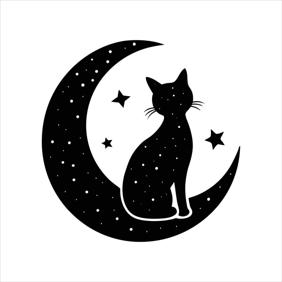 Cat Moon Silhouette vector