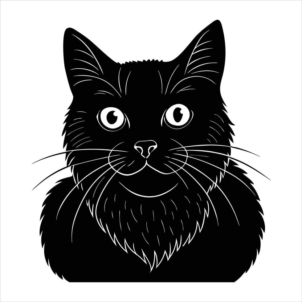 Black Whiskers Cat vector