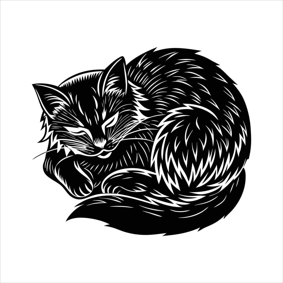 Sleeping Cat Silhouette vector