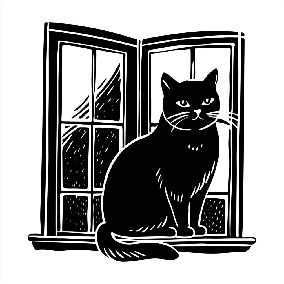 two cats sitting side by side illustration vector