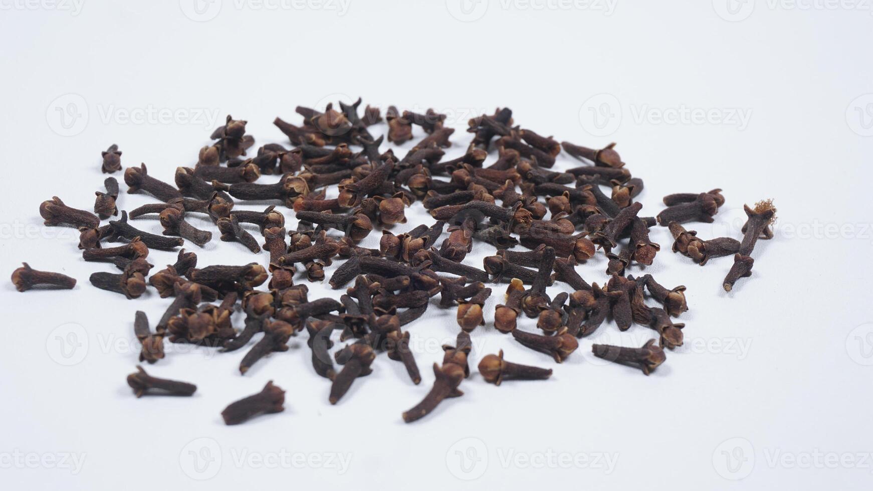Scattered Cloves Spice Isolated on White Background photo