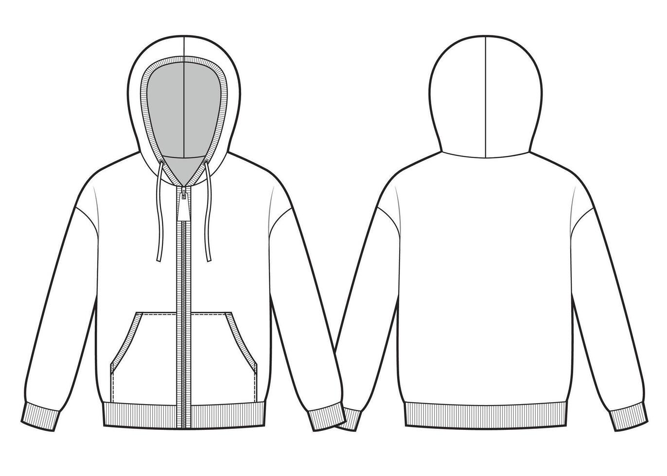 Oversized basic hoodie with zipper clasp vector
