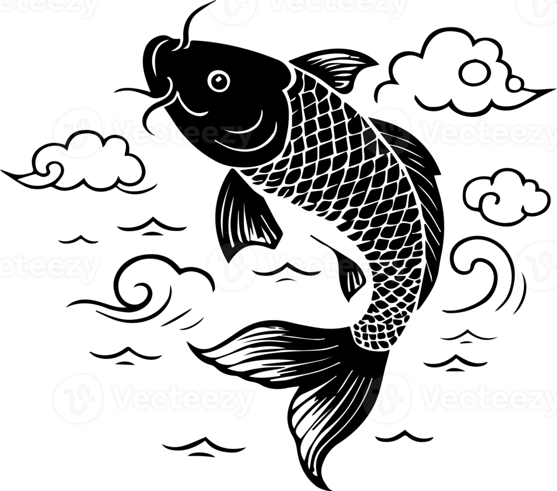 A fish swimming in the sky with clouds png