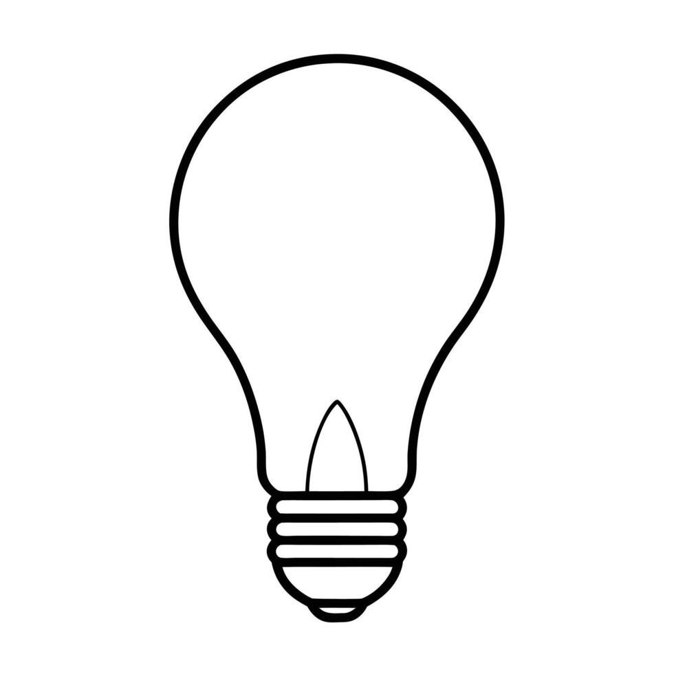 Bulb Line Art Illustration and LED Light Outline Drawing Design vector
