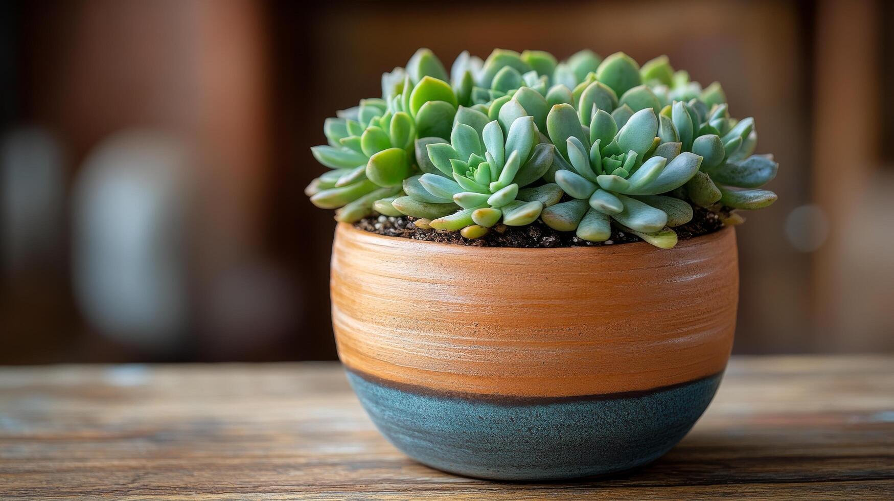 A small plant in a pot on a table photo