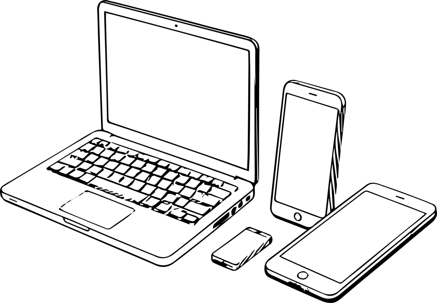 Laptop, phone and tablet computer png