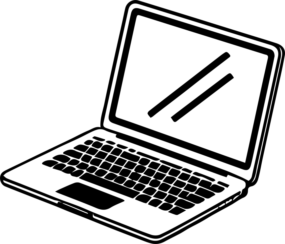 A laptop computer with a pen and paper icon png