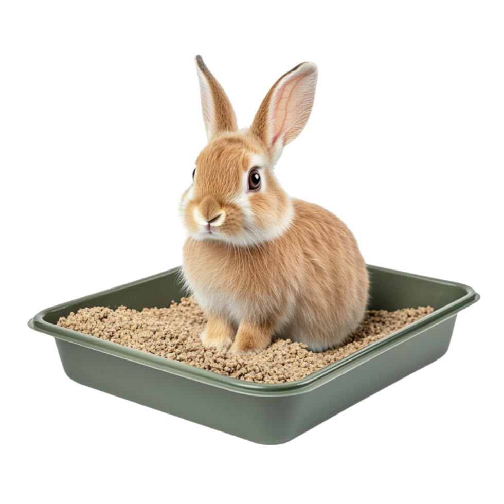 Pet Rabbit in a Litter Tray png