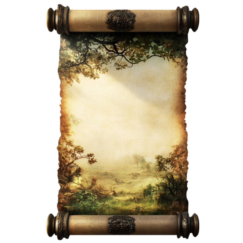 Old Scroll with Forest Scene png