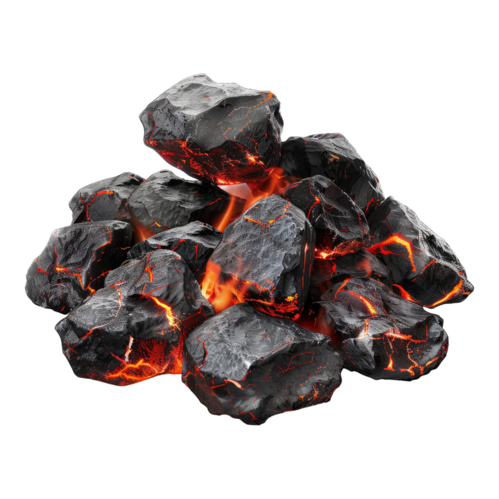 Coal fire on transparent background png