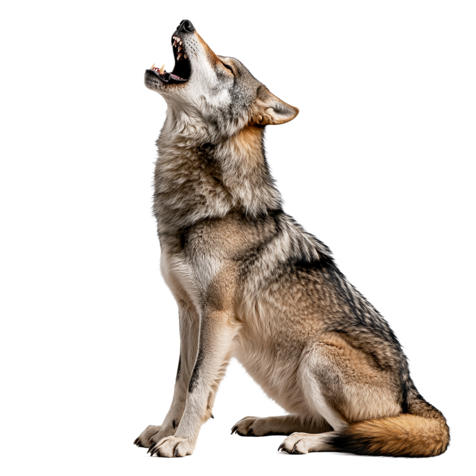 Wolf howling on transparent background png