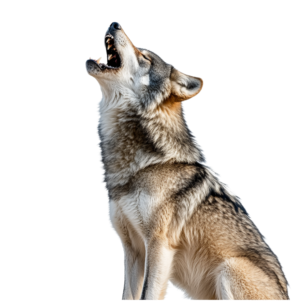Wolf howling over a transparent background png