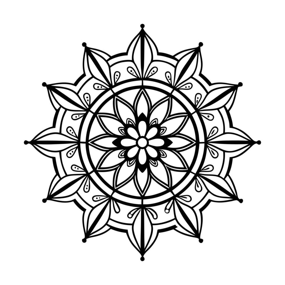A beautiful, symmetrical mandala design featuring intricate floral patterns and swirls. vector