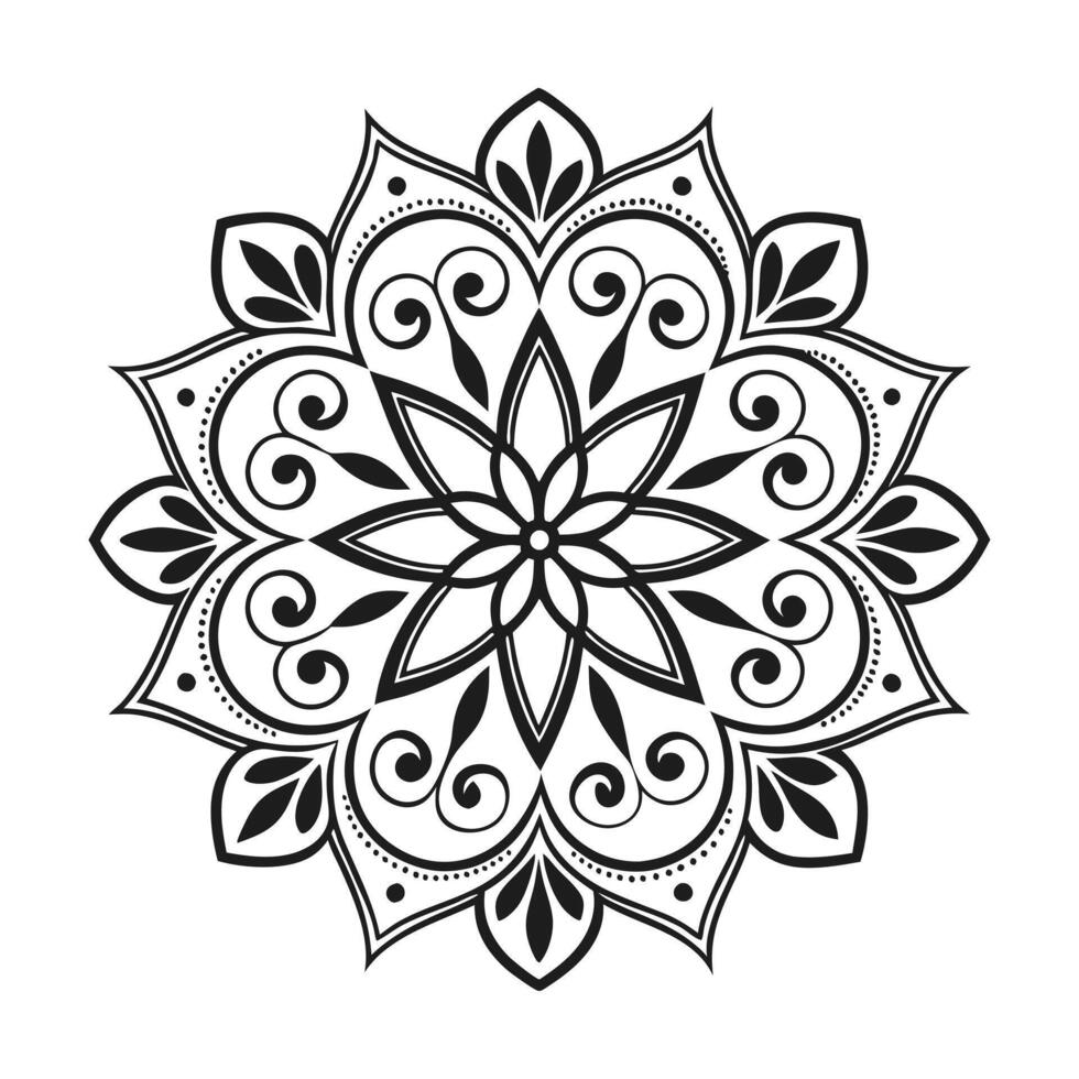 A Silhouette Image Of A Mandala Icon With White vector
