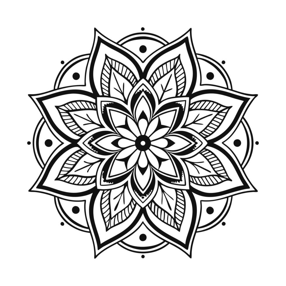 A silhouette image of a mandala icon with a white beckground vector
